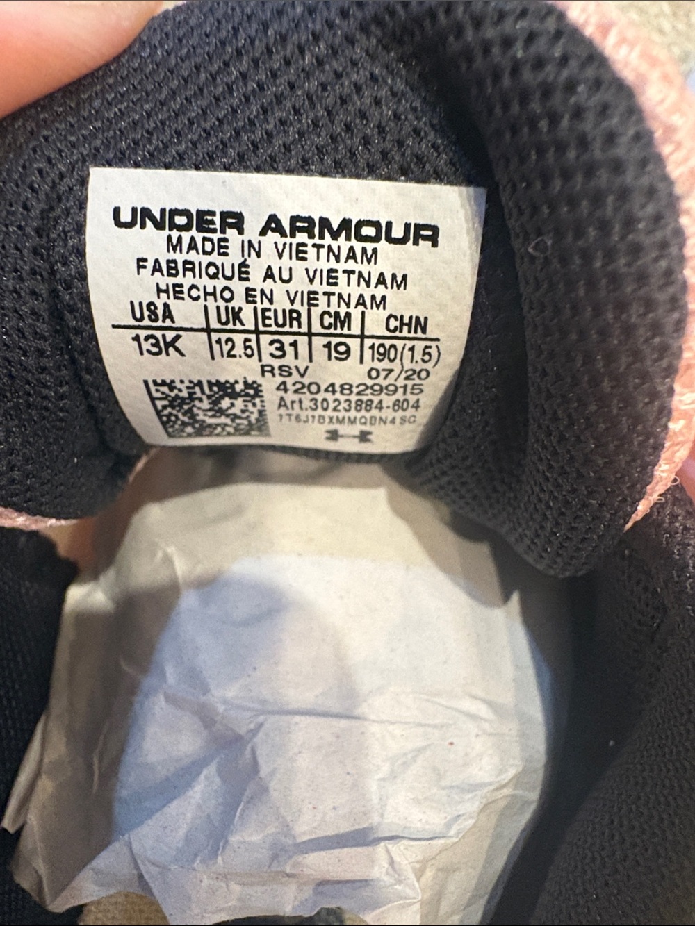 Under Armour Kids Pink & White Athletic Sneakers - Picture 4 of 5